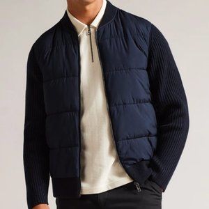 Ted Baker Men's Spores Wadded Zip Through Jacket (Size 2 - Small) - Navy